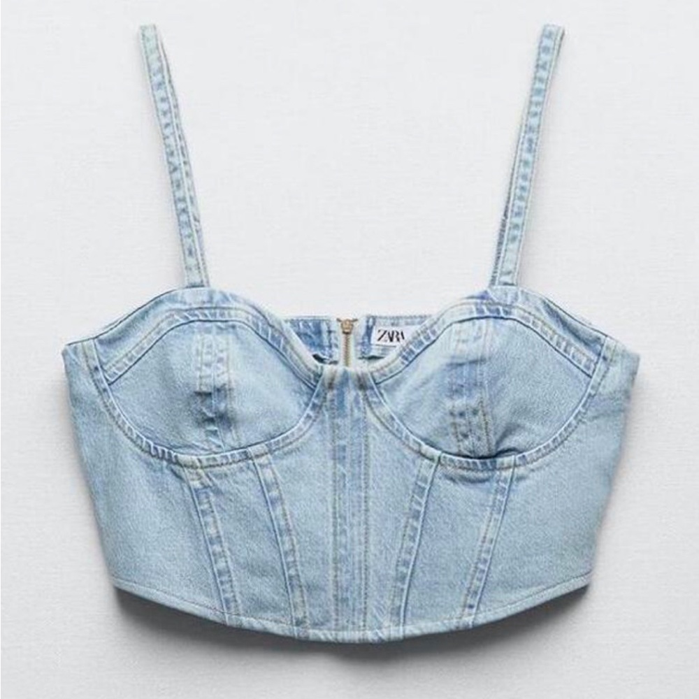 Zara Denim Corset Top